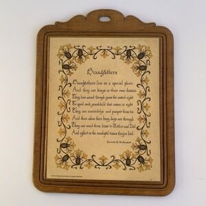 Vintage 1973 Grandfathers Wall Hanging Plaque By H.B. Mckormick Retro Wood Decor
